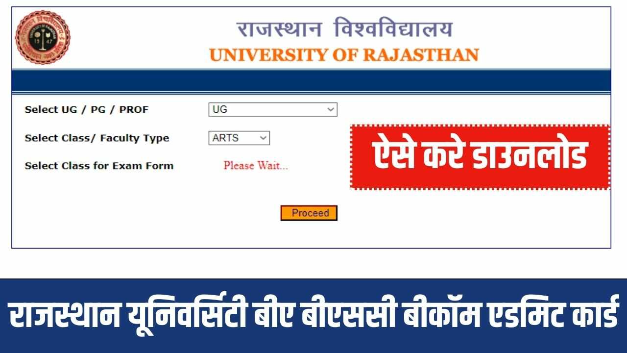 Rajasthan University BA 1st Year Admit Card 2024